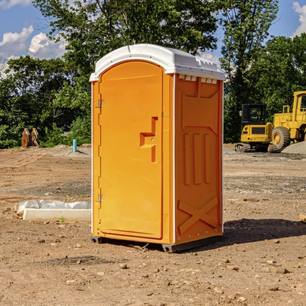 how often are the portable restrooms cleaned and serviced during a rental period in Gilliam County OR